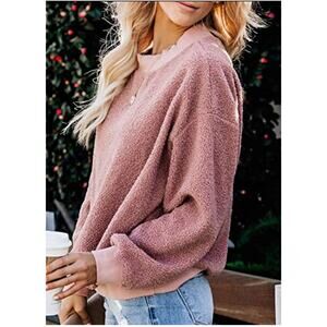 Free Assembly Mauve Faux Sherpa‎ Pullover Crop Sweater Balloon Sleeves XXXL